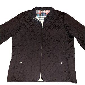 Lands' End Brown Zip Front Quilted Jacket Size XL (18-20) Pocket